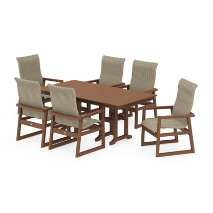 EDGE Woven Highback Arm Chair 7-Piece Farmhouse Dining Set