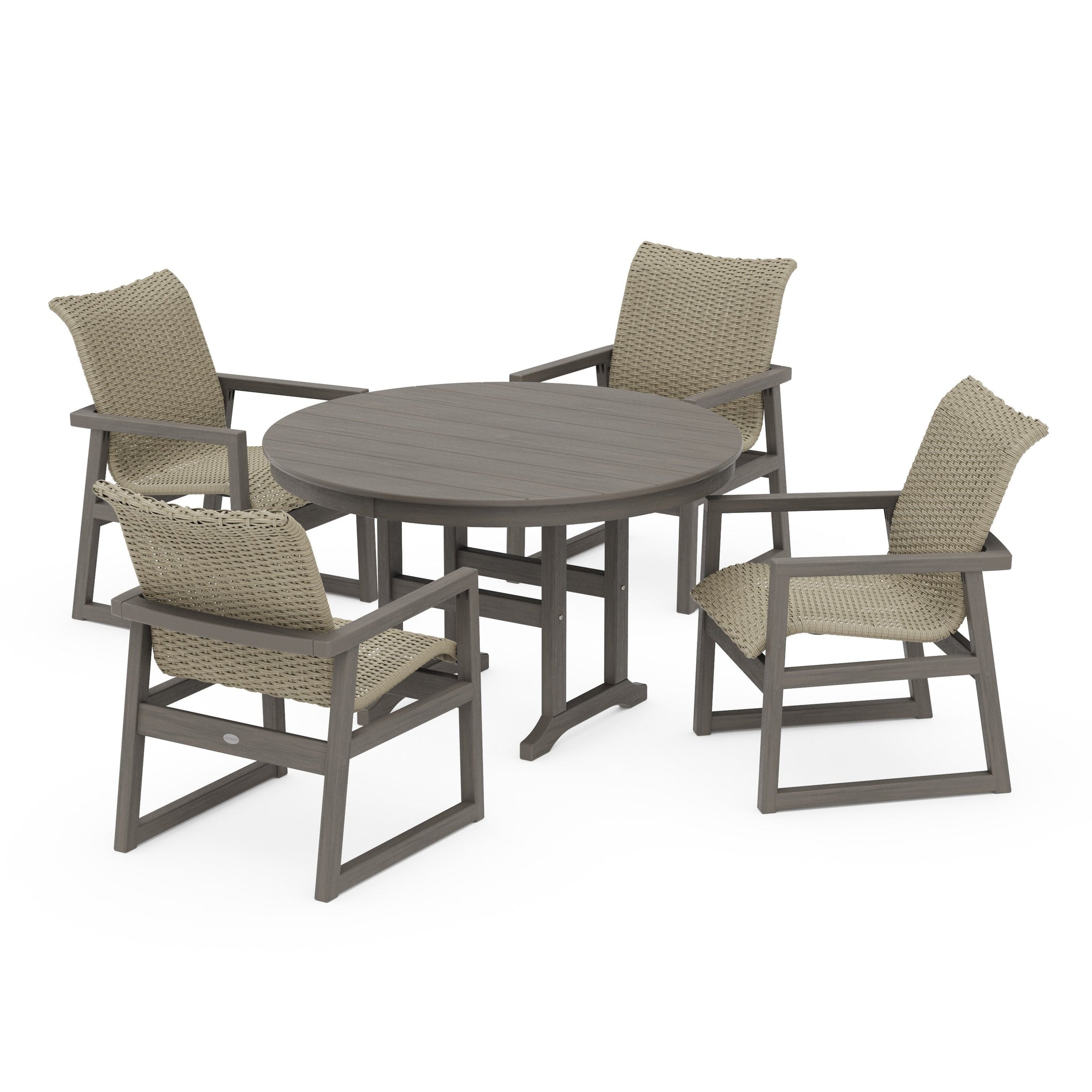 Woven 5-Piece Round Farmhouse Dining Set