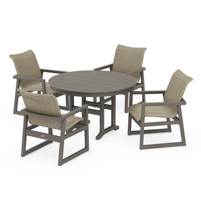 Woven 5-Piece Round Farmhouse Dining Set