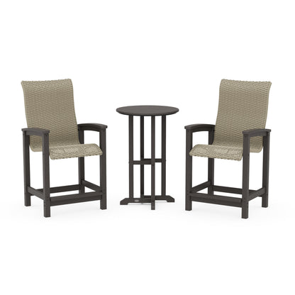 Coastal Woven High-Back 3-Piece Farmhouse Counter Set
