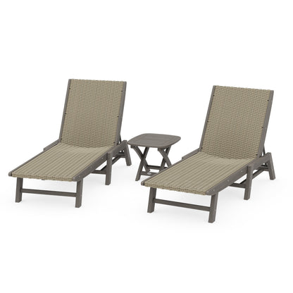 3 - Piece Coastal Woven Chaise Chaise Lounge Set