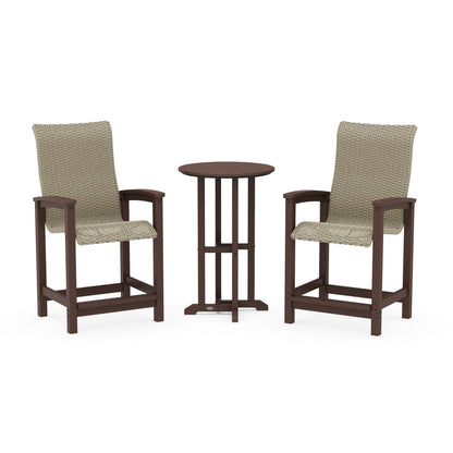 Coastal Woven High-Back 3-Piece Farmhouse Counter Set