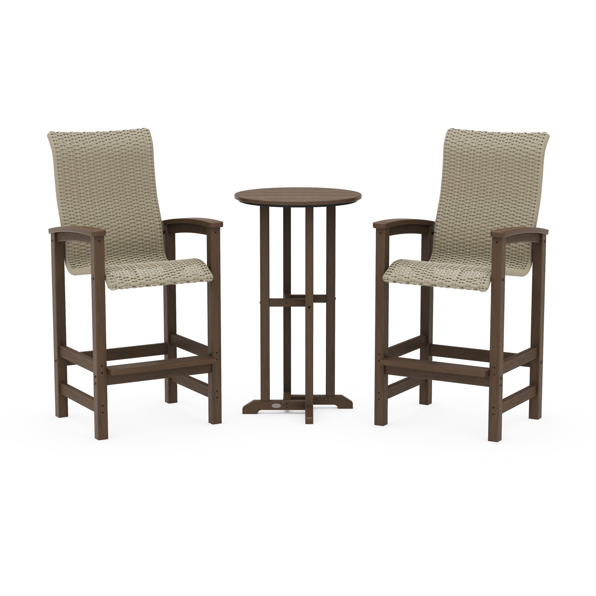 Coastal Woven High-Back 3-Piece Farmhouse Bar Set