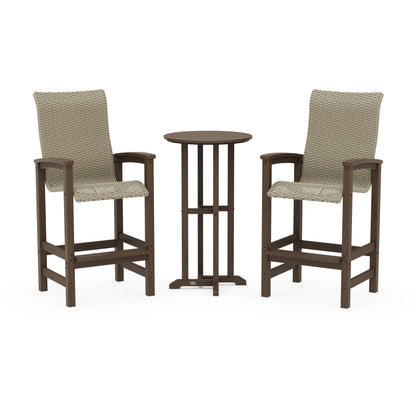 Coastal Woven High-Back 3-Piece Farmhouse Bar Set