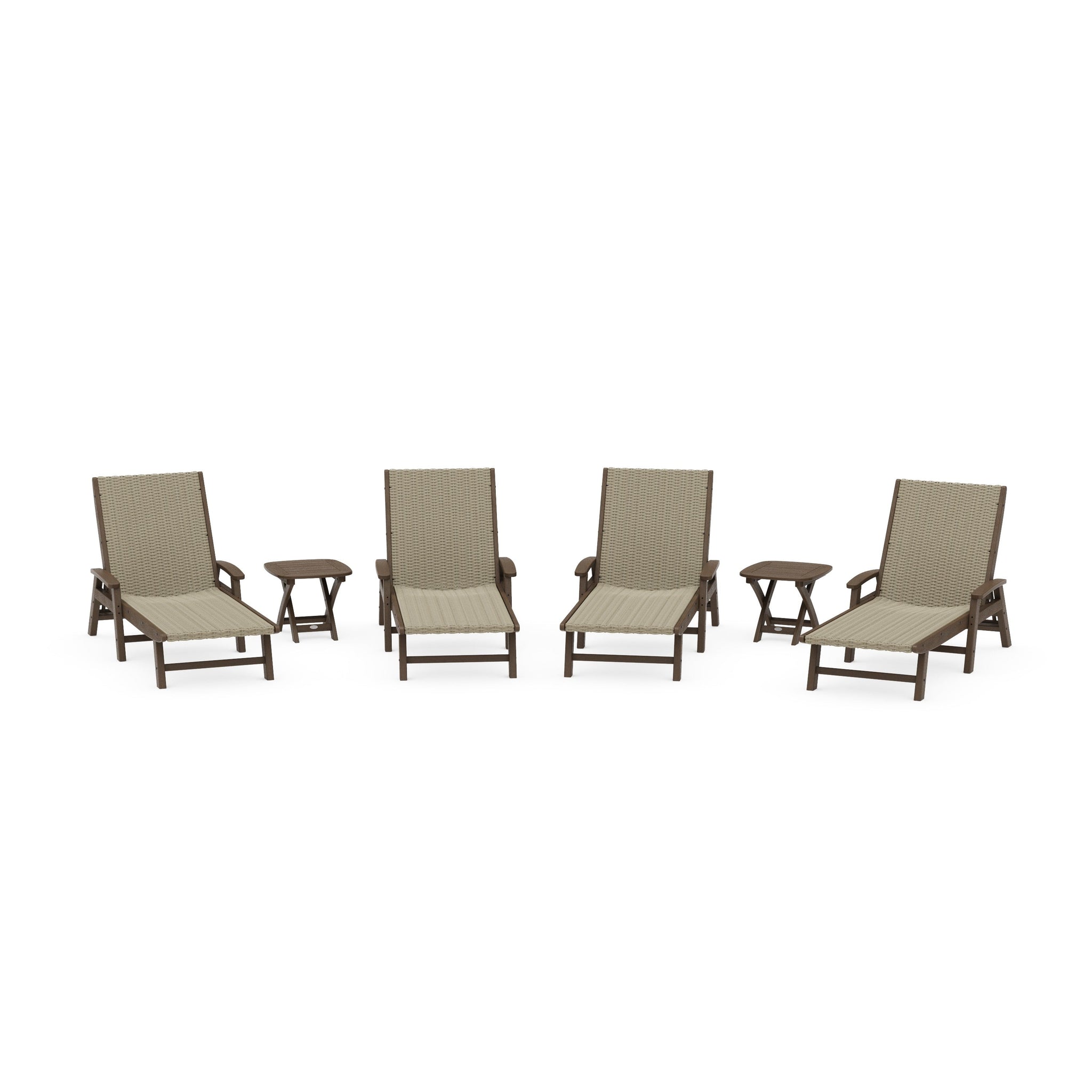 6- Piece Coastal Woven Chaise with Arms Chaise Lounge Set