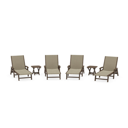 6- Piece Coastal Woven Chaise with Arms Chaise Lounge Set