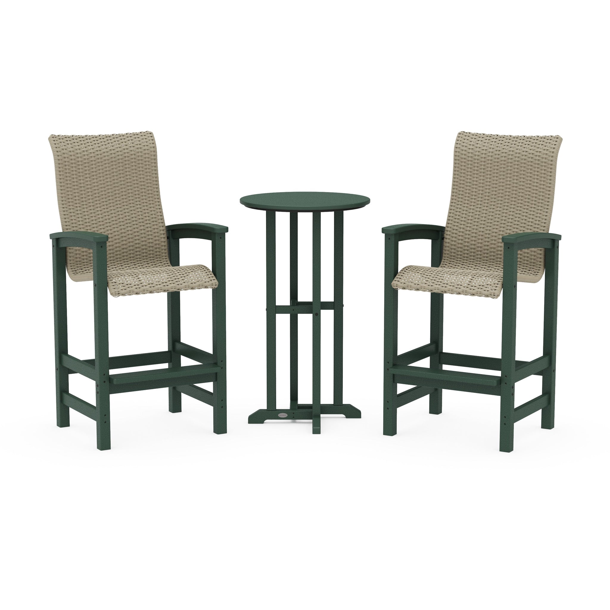 Coastal Woven High-Back 3-Piece Farmhouse Bar Set
