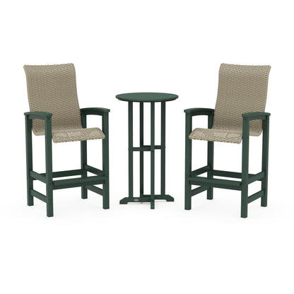 Coastal Woven High-Back 3-Piece Farmhouse Bar Set
