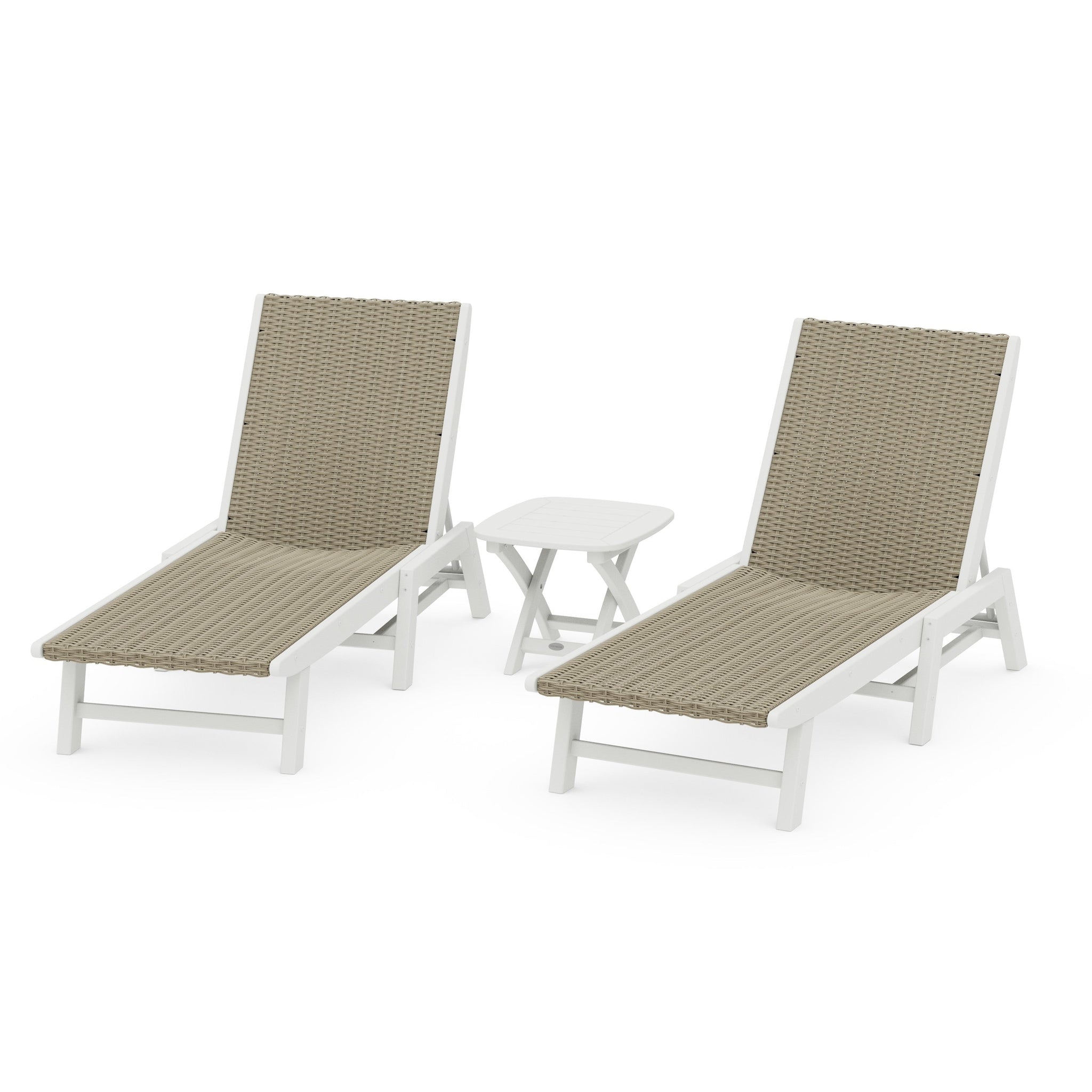3 - Piece Coastal Woven Chaise Chaise Lounge Set