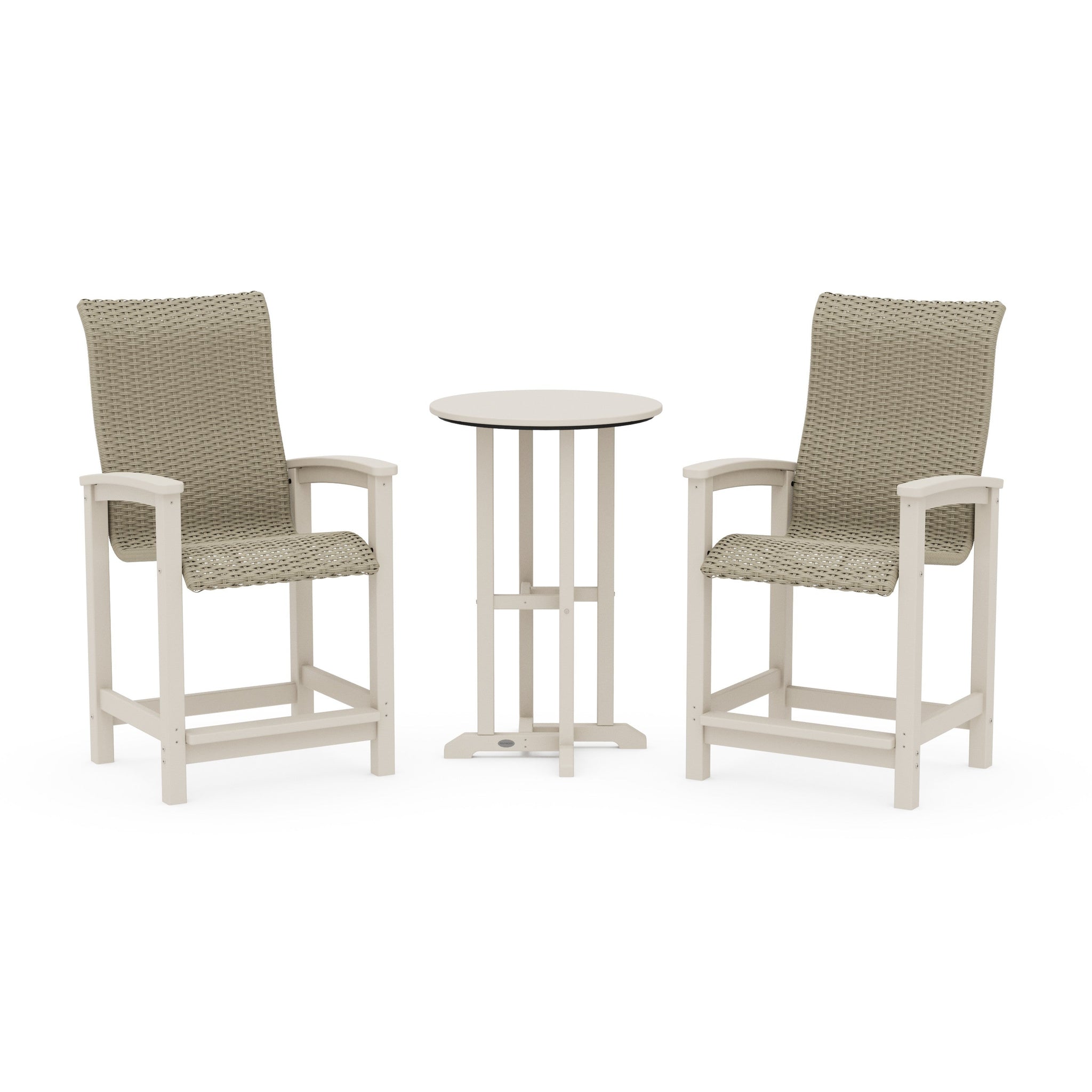 Coastal Woven High-Back 3-Piece Farmhouse Counter Set