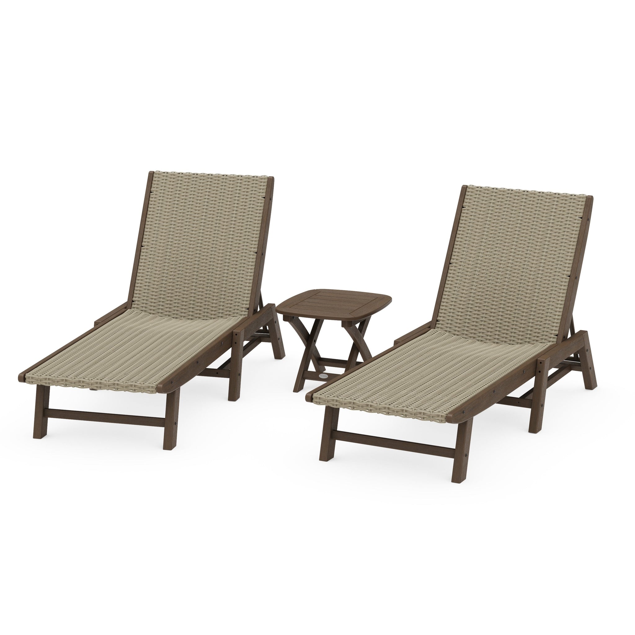 3 - Piece Coastal Woven Chaise Chaise Lounge Set