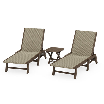 3 - Piece Coastal Woven Chaise Chaise Lounge Set
