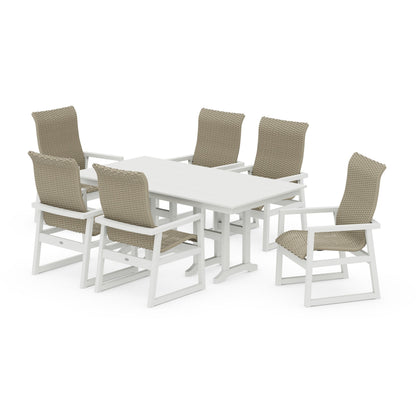 EDGE Woven Highback Arm Chair 7-Piece Farmhouse Dining Set