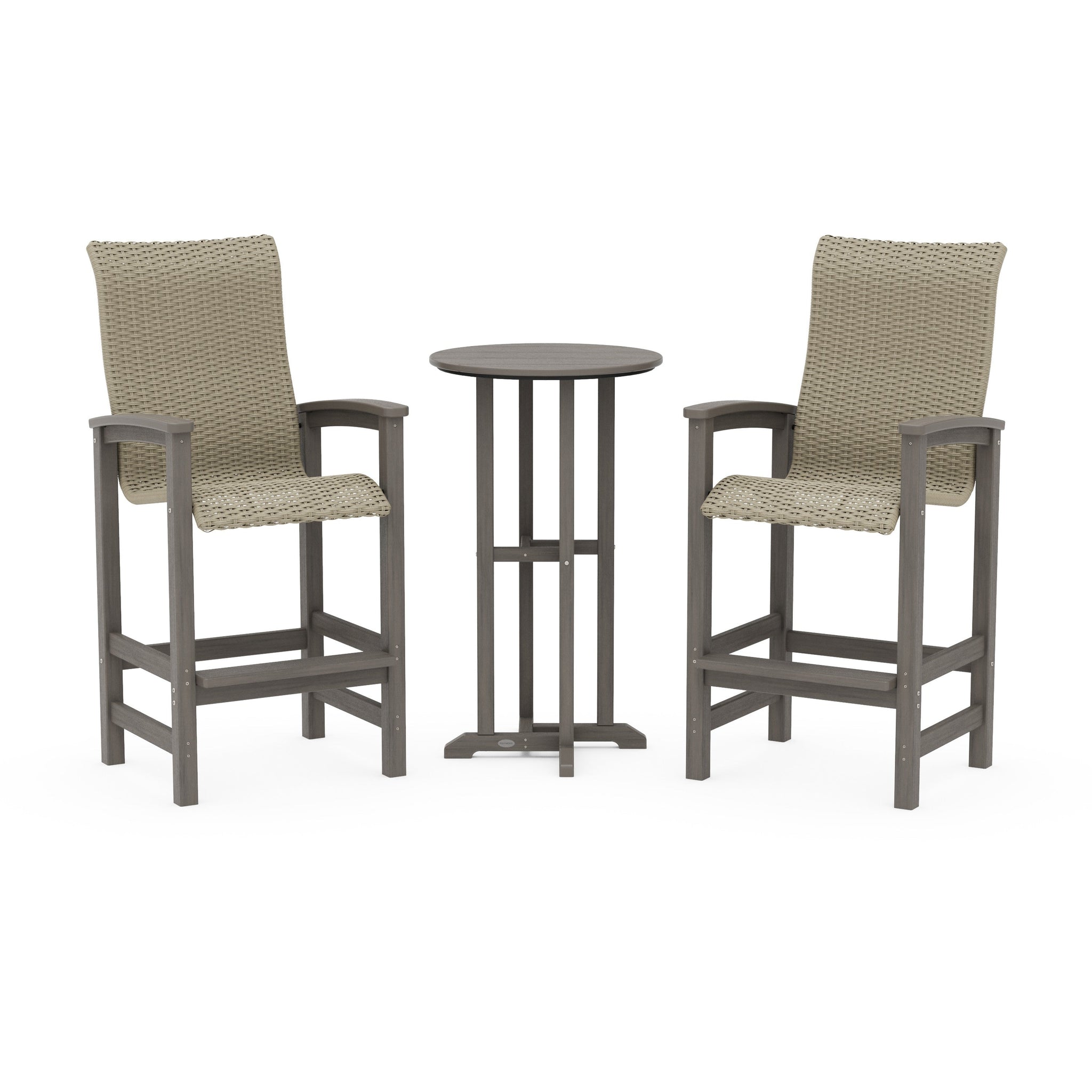 Coastal Woven High-Back 3-Piece Farmhouse Bar Set