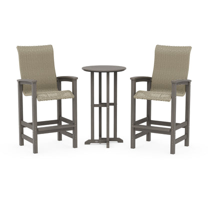 Coastal Woven High-Back 3-Piece Farmhouse Bar Set