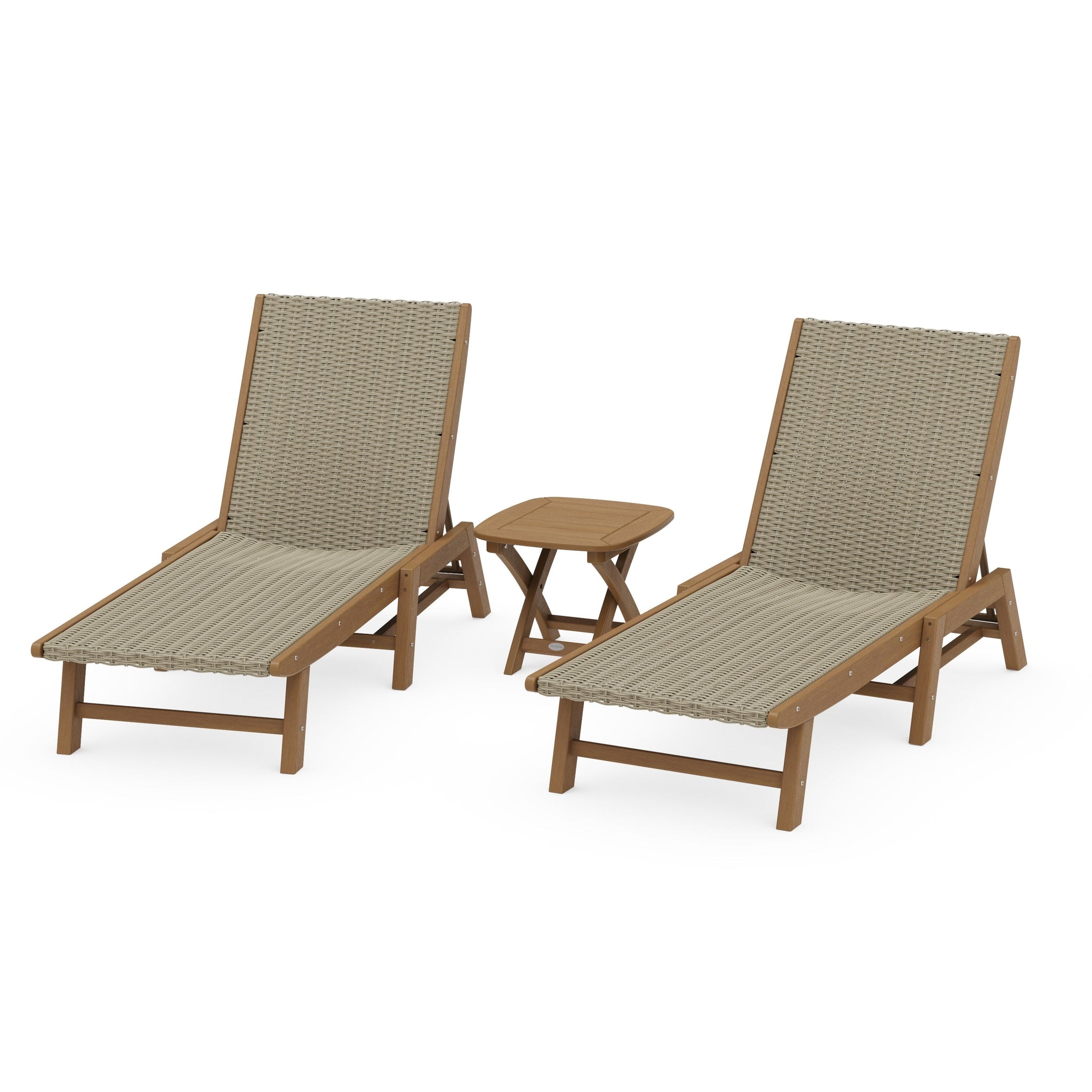 3 - Piece Coastal Woven Chaise Chaise Lounge Set