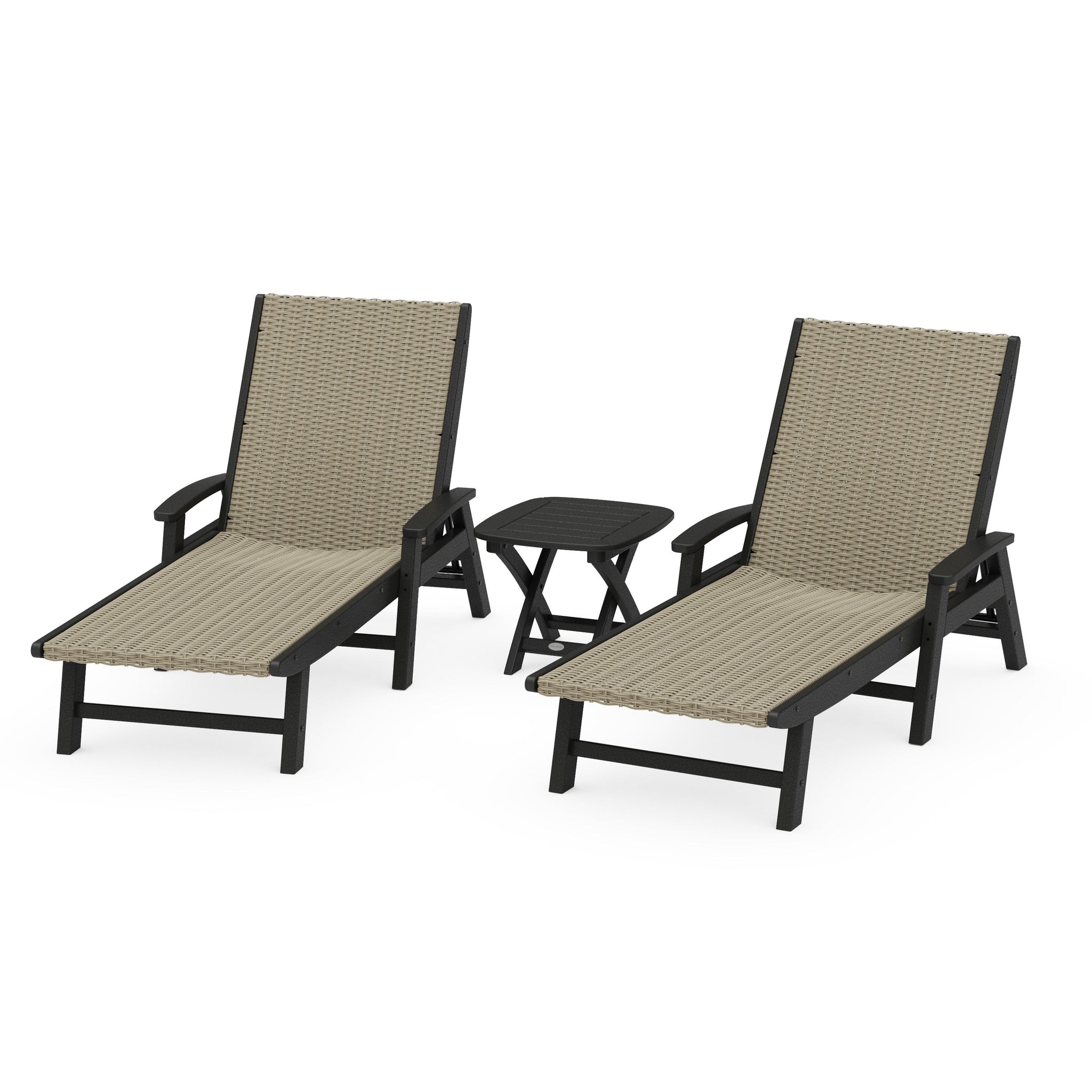 3 - Piece Coastal Woven Chaise with Arms Chaise Lounge Set