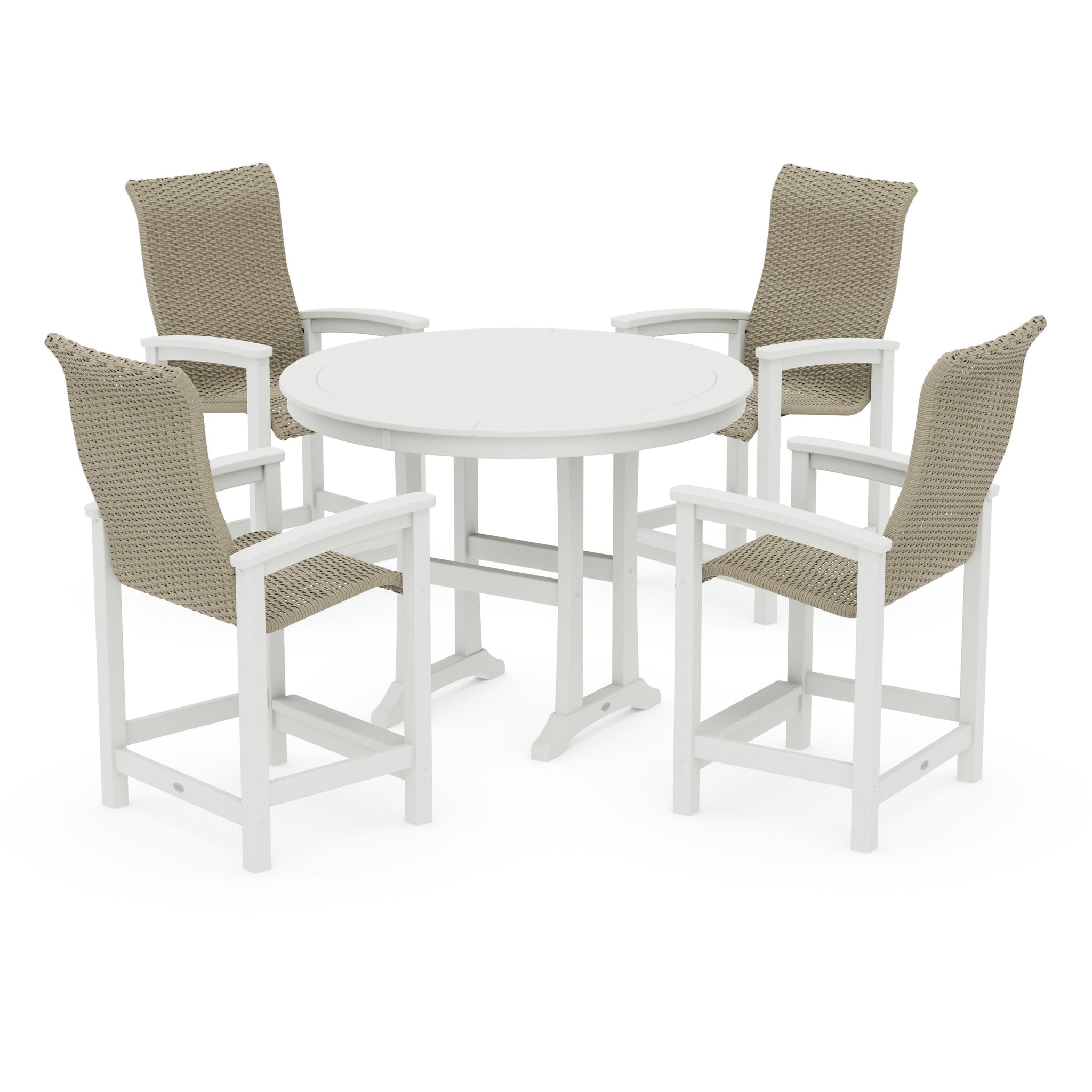 Coastal Woven High-Back 5-Piece Round Counter Set