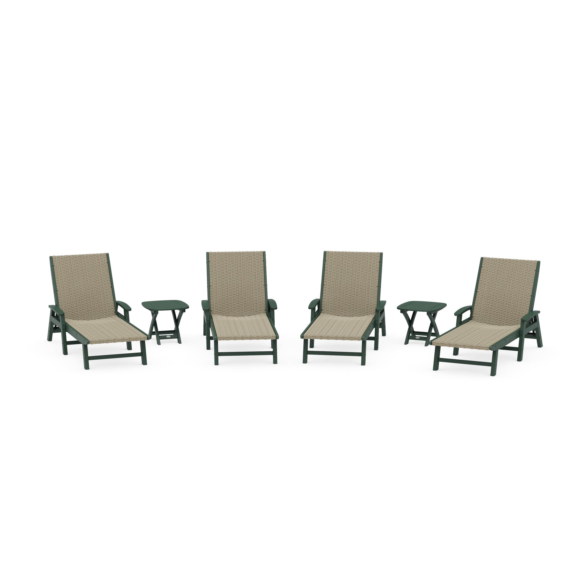 6- Piece Coastal Woven Chaise with Arms Chaise Lounge Set