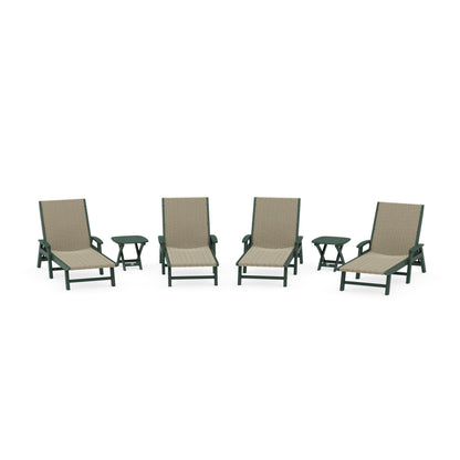 6- Piece Coastal Woven Chaise with Arms Chaise Lounge Set