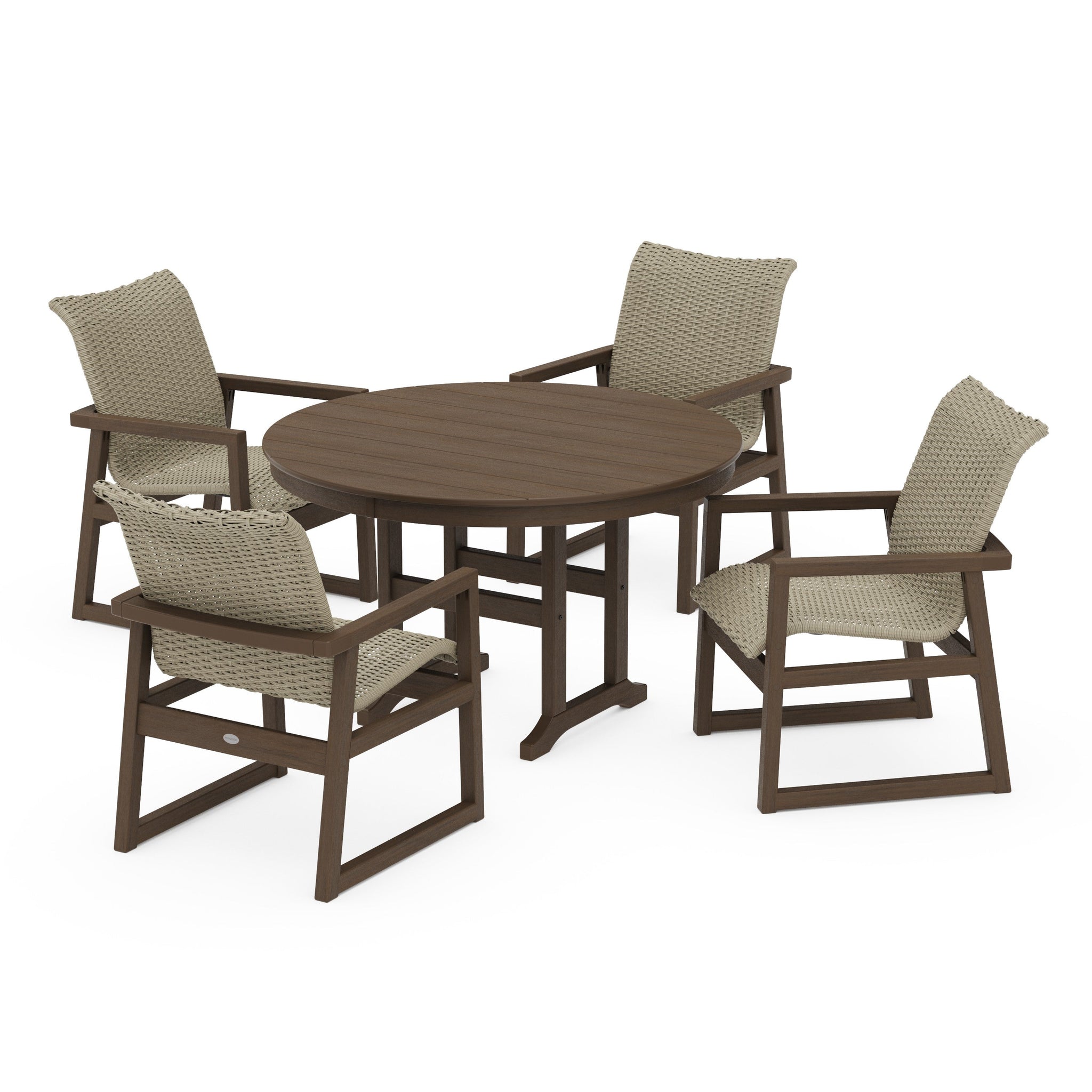 Woven 5-Piece Round Farmhouse Dining Set