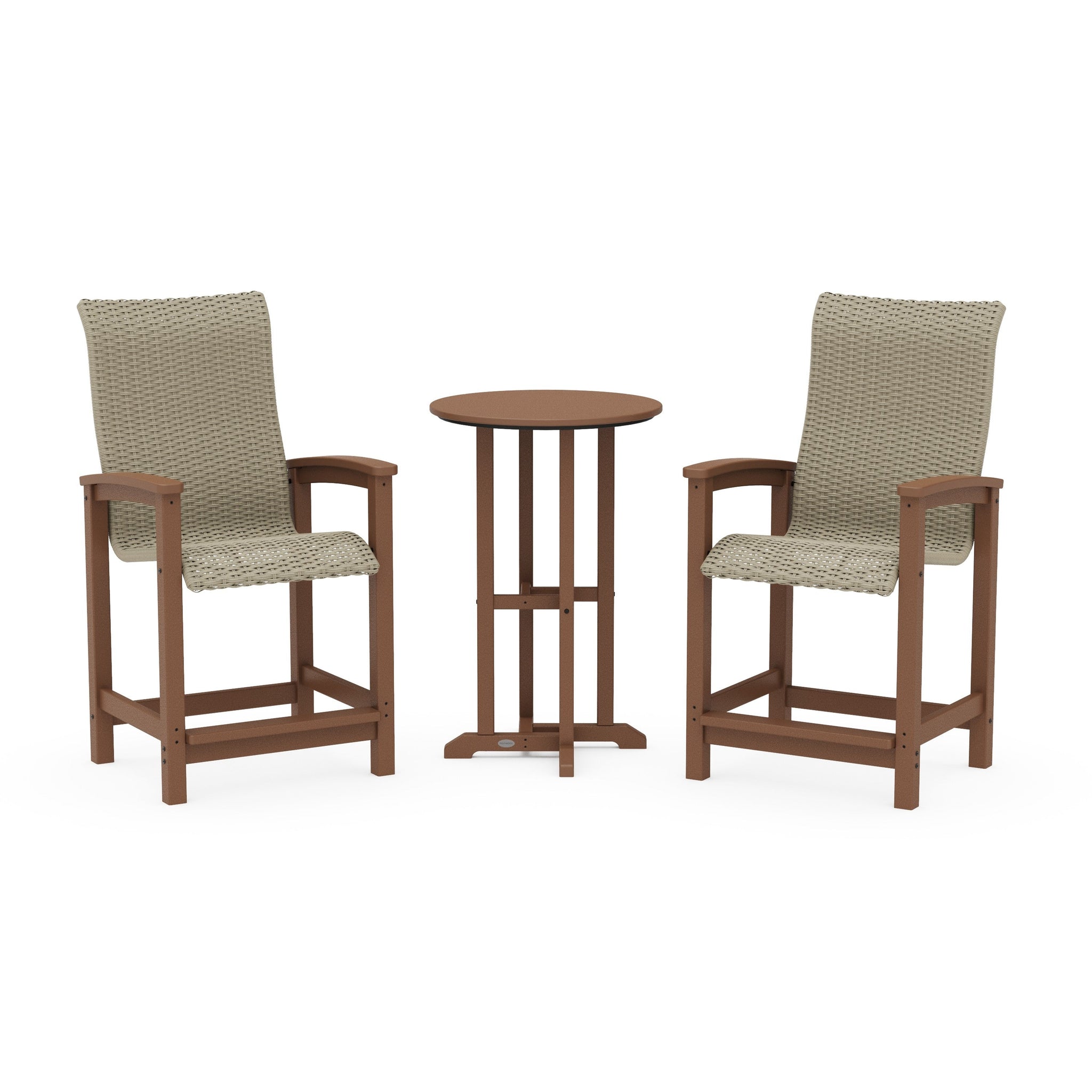 Coastal Woven High-Back 3-Piece Farmhouse Counter Set