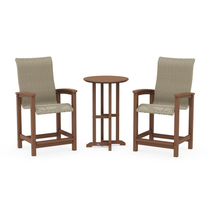 Coastal Woven High-Back 3-Piece Farmhouse Counter Set