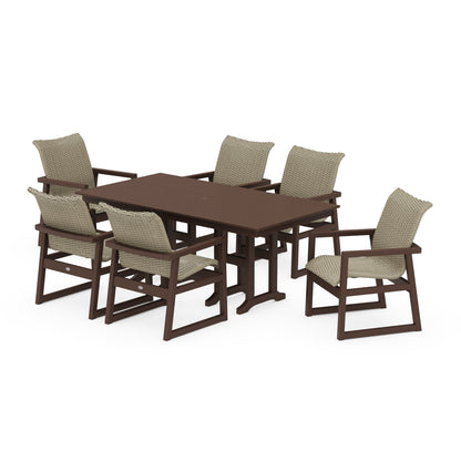 Woven Arm Chair 7-Piece Farmhouse Dining Set