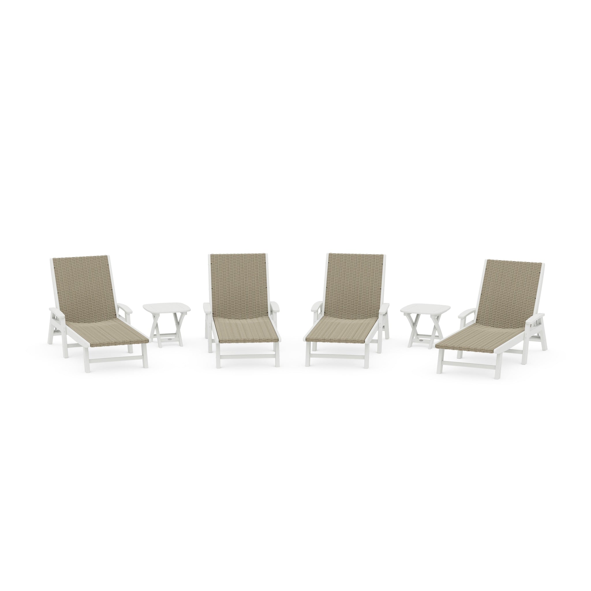 6- Piece Coastal Woven Chaise with Arms Chaise Lounge Set