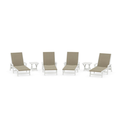 6- Piece Coastal Woven Chaise with Arms Chaise Lounge Set