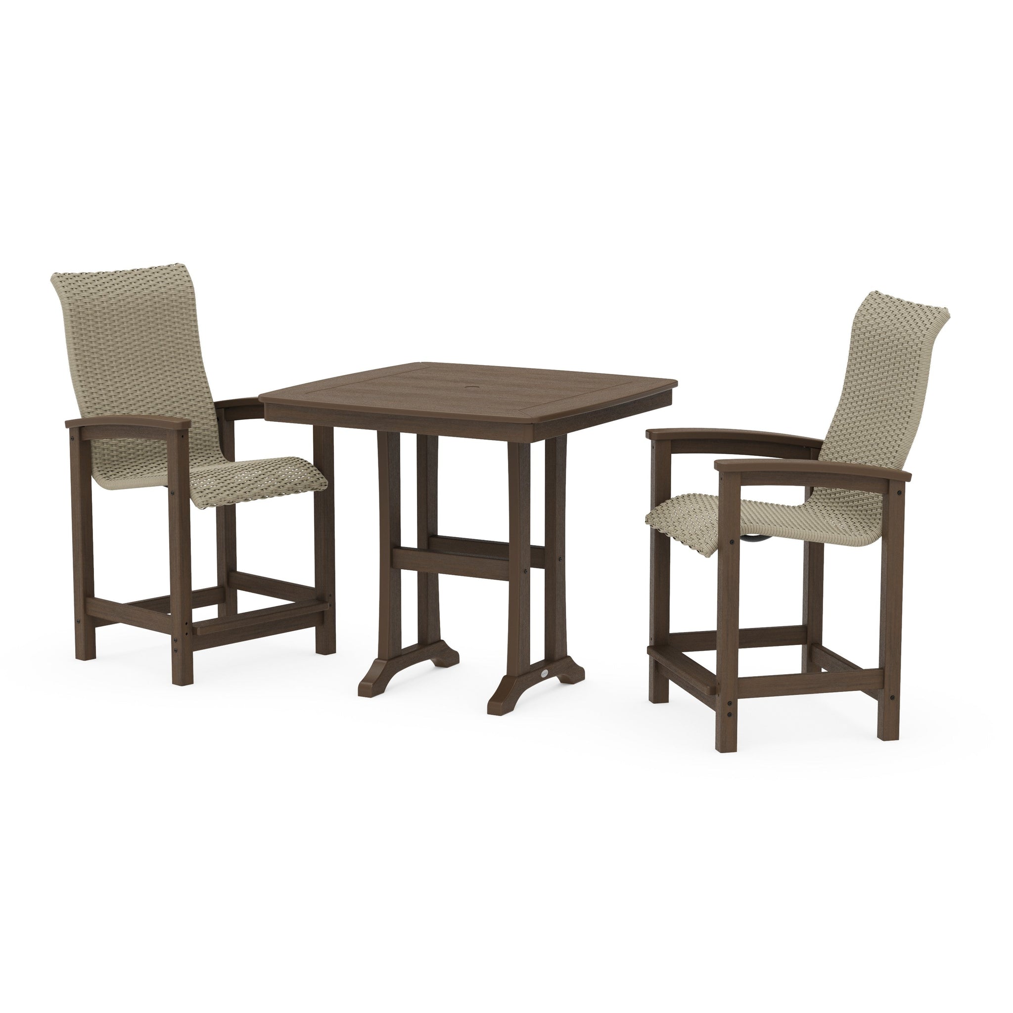 Coastal Woven High-Back 3-Piece Counter Set with Trestle Legs