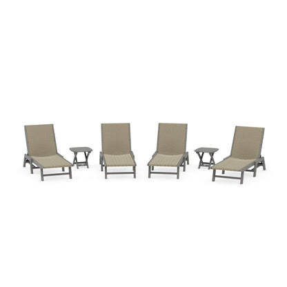 6- Piece Coastal Woven Chaise Chaise Lounge Set