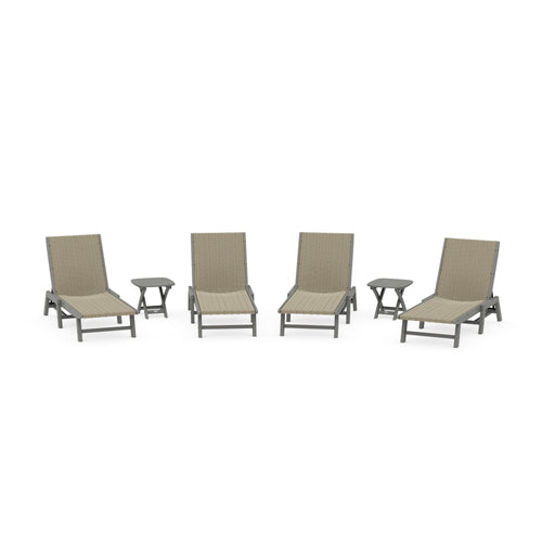 6- Piece Coastal Woven Chaise Chaise Lounge Set