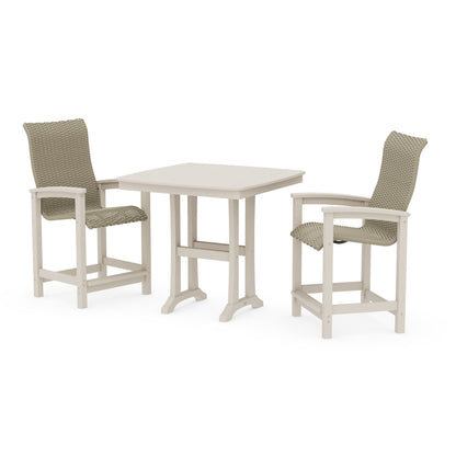Coastal Woven High-Back 3-Piece Counter Set with Trestle Legs