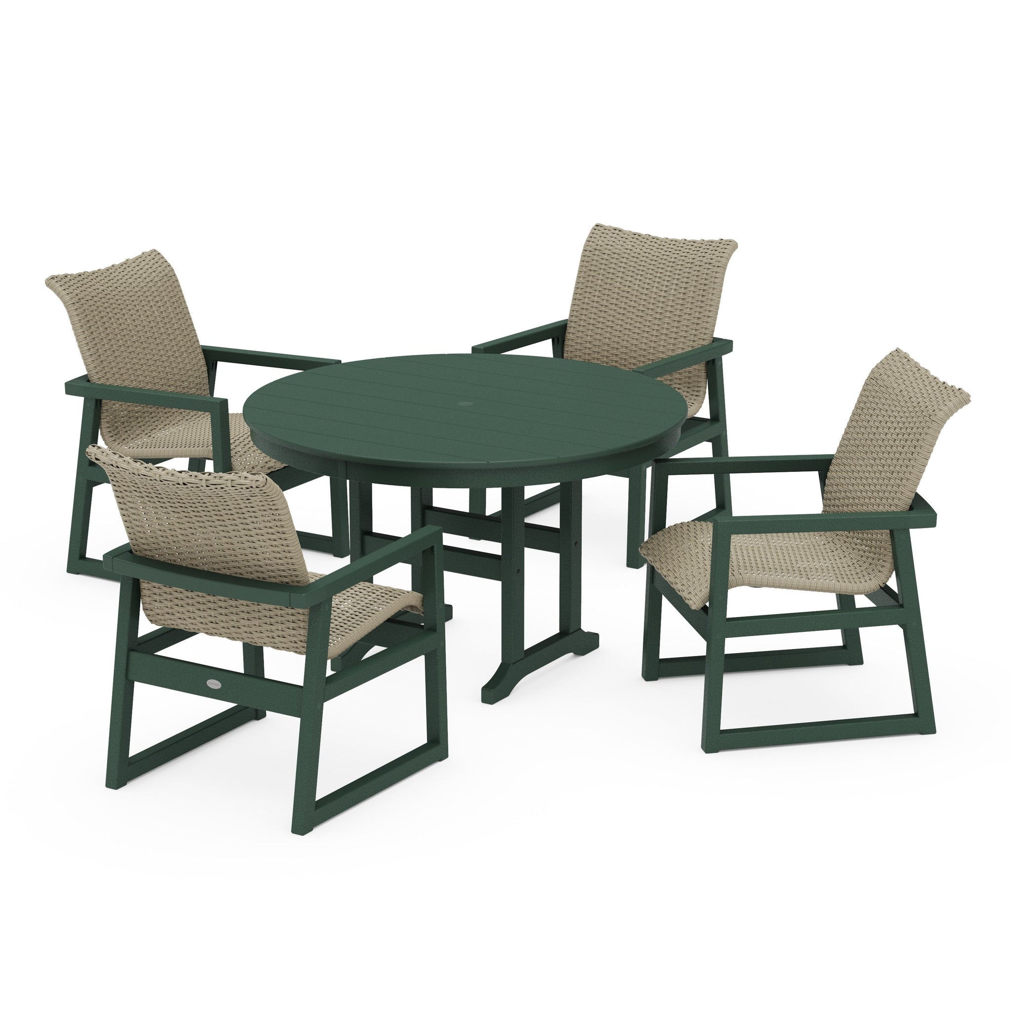 Woven 5-Piece Round Farmhouse Dining Set