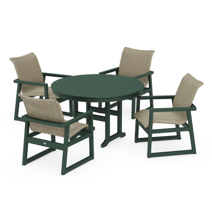 Woven 5-Piece Round Farmhouse Dining Set
