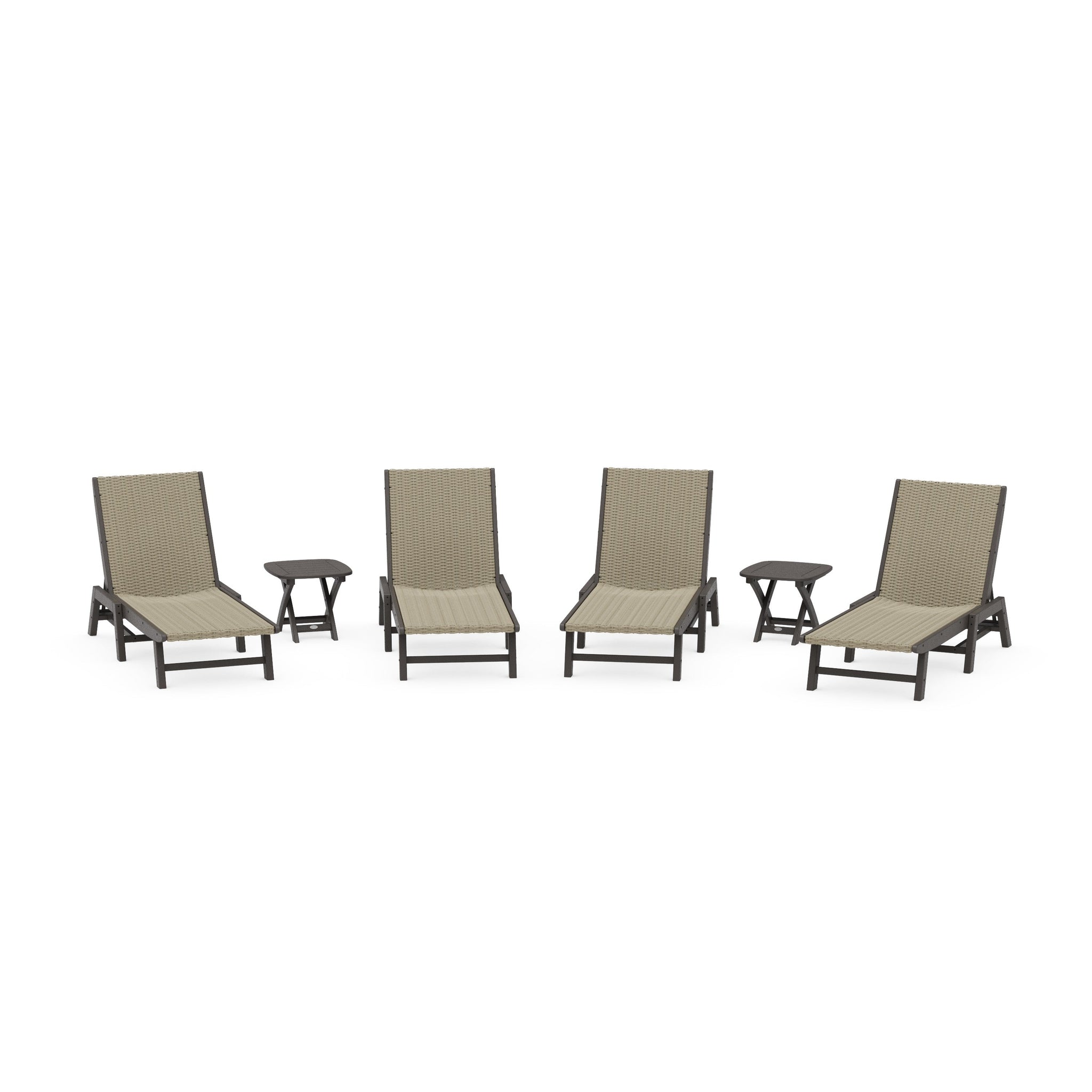 6- Piece Coastal Woven Chaise Chaise Lounge Set