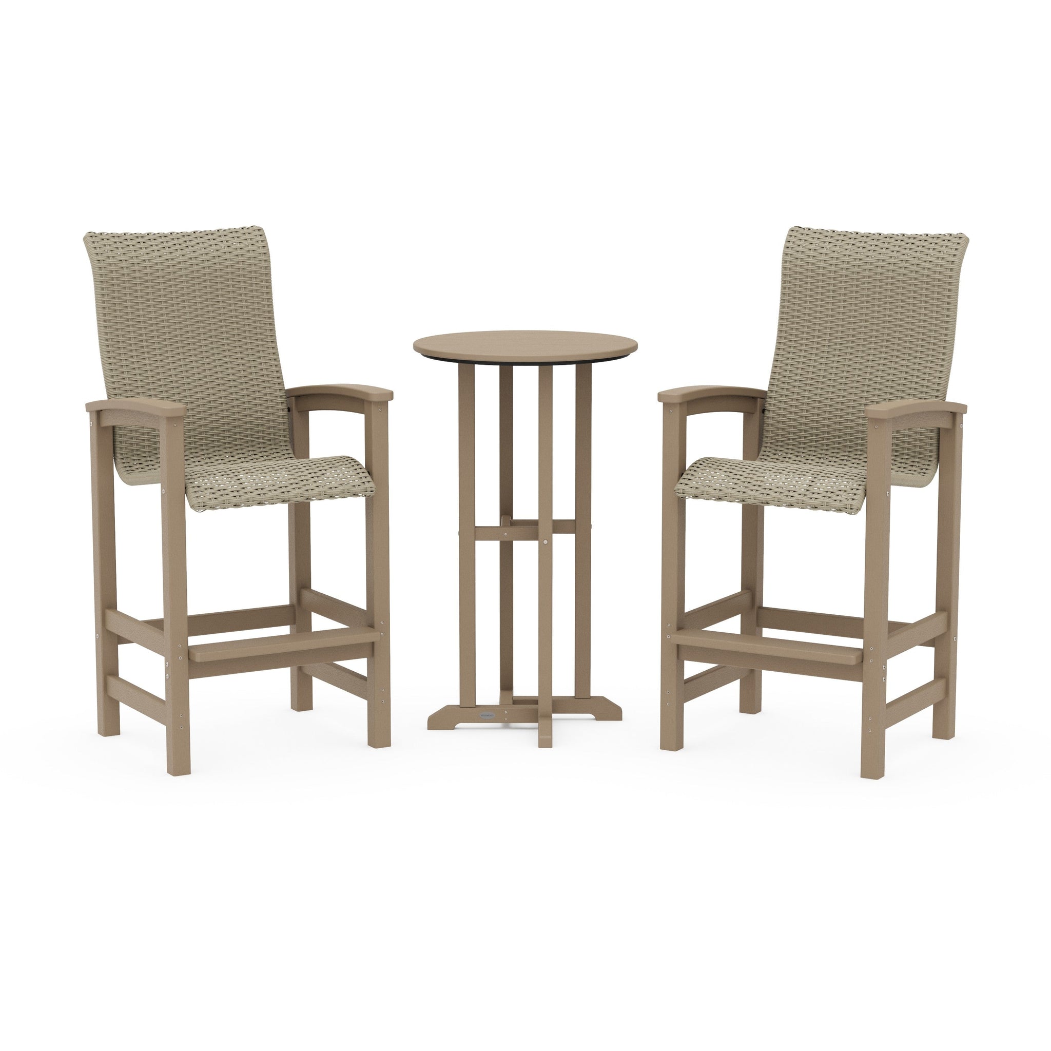 Coastal Woven High-Back 3-Piece Farmhouse Bar Set