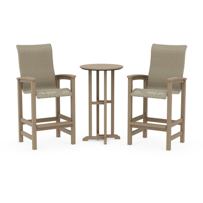 Coastal Woven High-Back 3-Piece Farmhouse Bar Set