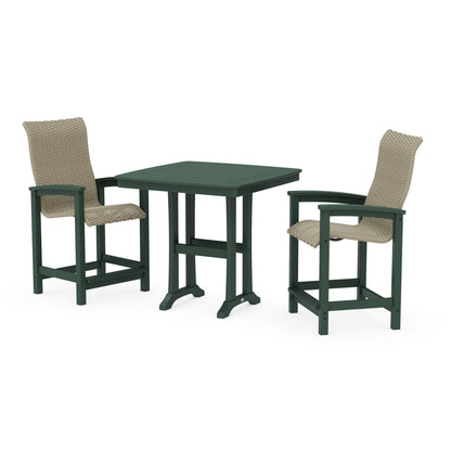 Coastal Woven High-Back 3-Piece Counter Set with Trestle Legs