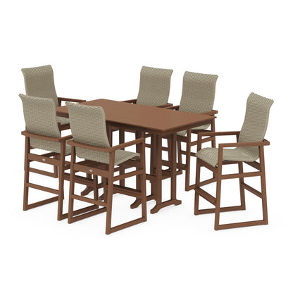 Woven Highback Arm Chair 7-Piece Farmhouse Bar Set