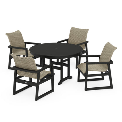 Woven 5-Piece Round Farmhouse Dining Set