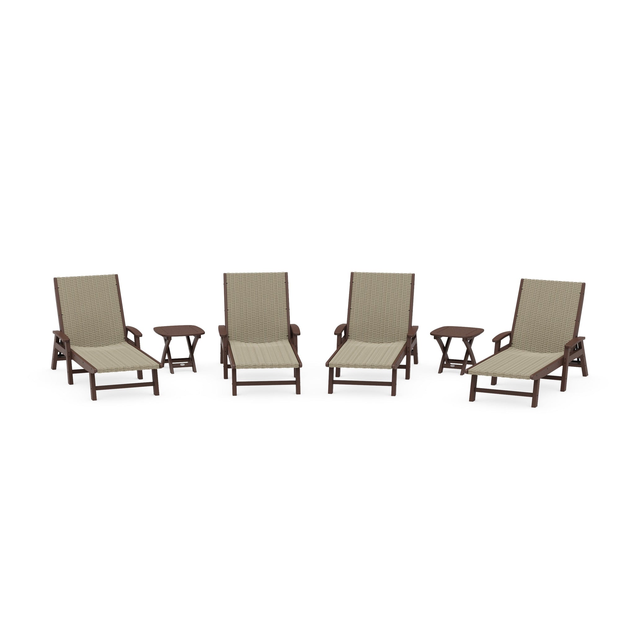 6- Piece Coastal Woven Chaise with Arms Chaise Lounge Set