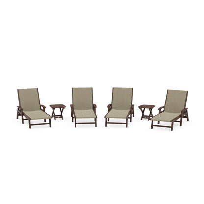 6- Piece Coastal Woven Chaise with Arms Chaise Lounge Set