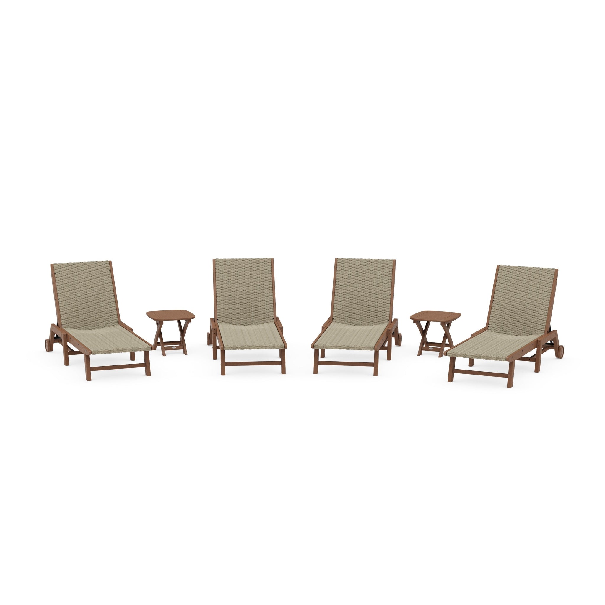 6- Piece Coastal Woven Chaise with Wheels Chaise Lounge Set