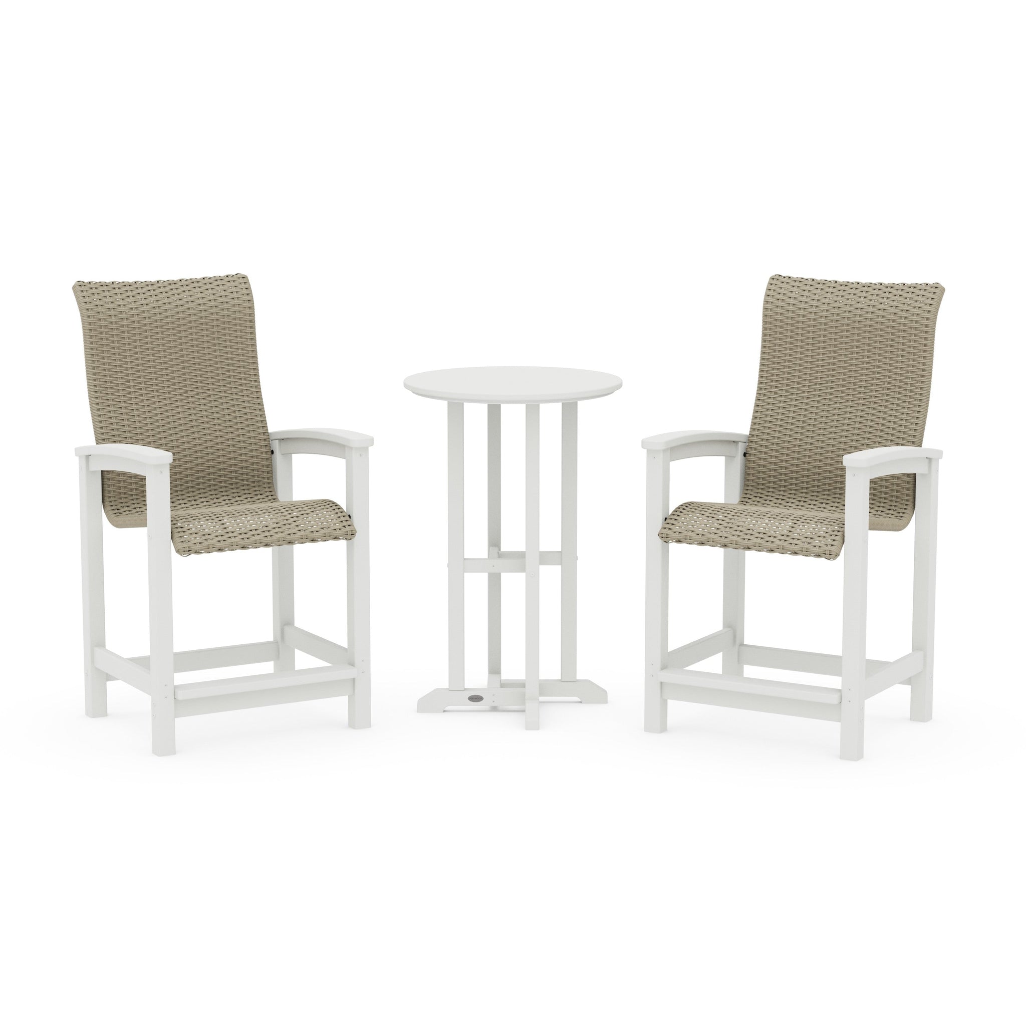 Coastal Woven High-Back 3-Piece Farmhouse Counter Set