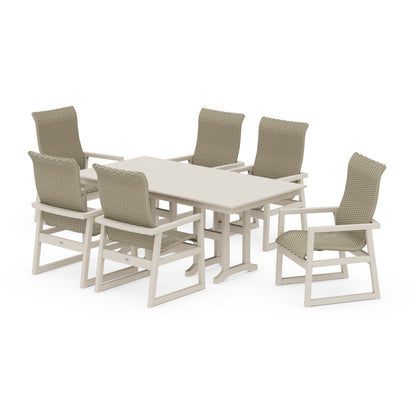 EDGE Woven Highback Arm Chair 7-Piece Farmhouse Dining Set