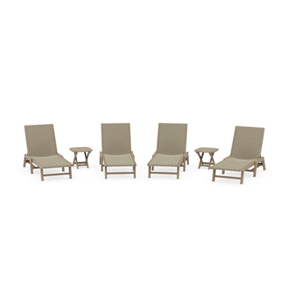 6- Piece Coastal Woven Chaise Chaise Lounge Set