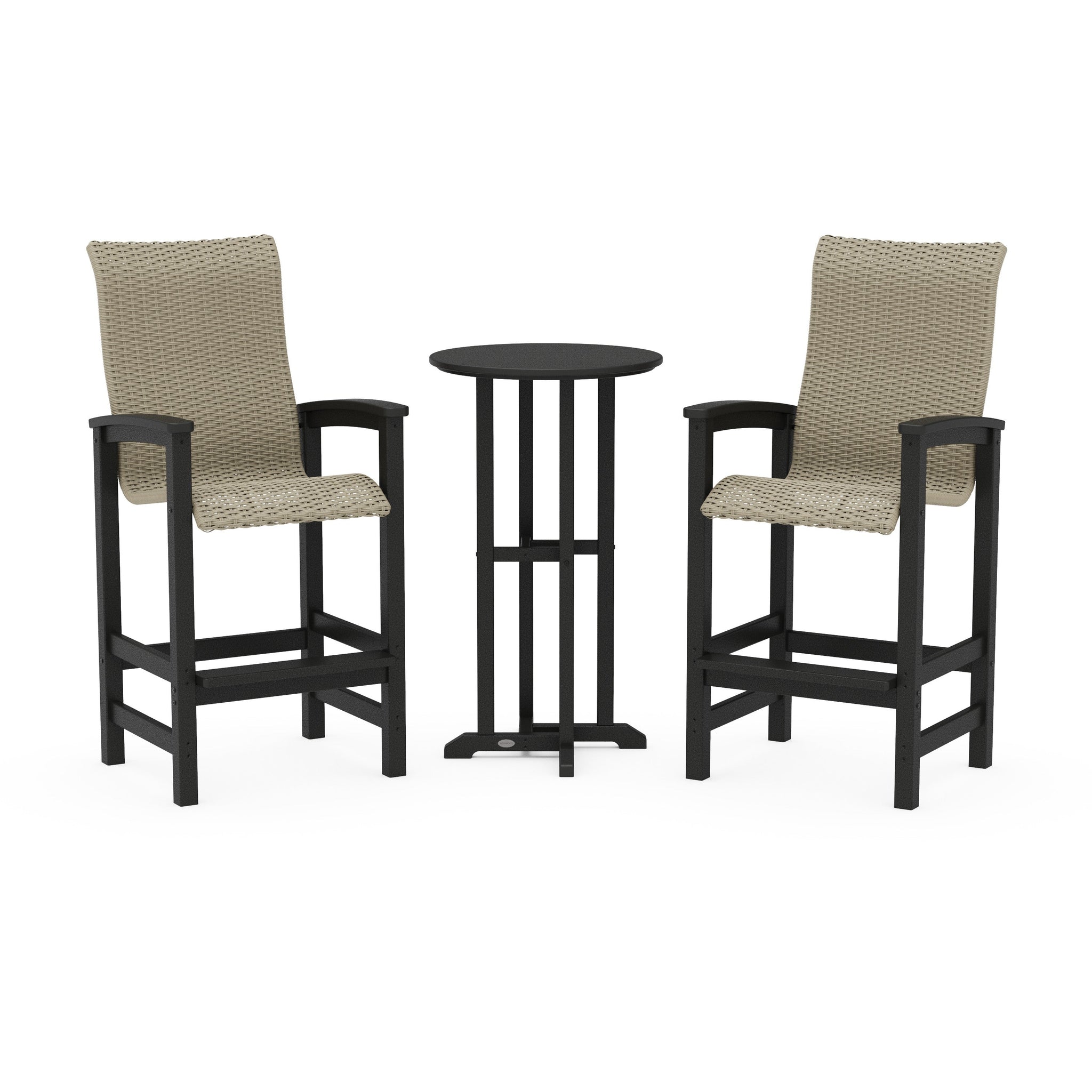 Coastal Woven High-Back 3-Piece Farmhouse Bar Set