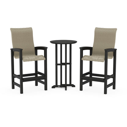 Coastal Woven High-Back 3-Piece Farmhouse Bar Set